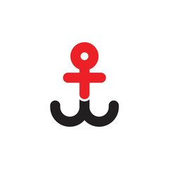 WT letter with anchor logo design vector