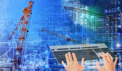 Canvas Print - computer technology in industrial construction