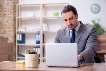 Young male employee working in the office