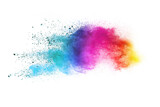 Fototapeta Tęcza - Colorful powder explosion on white background. Colored cloud.