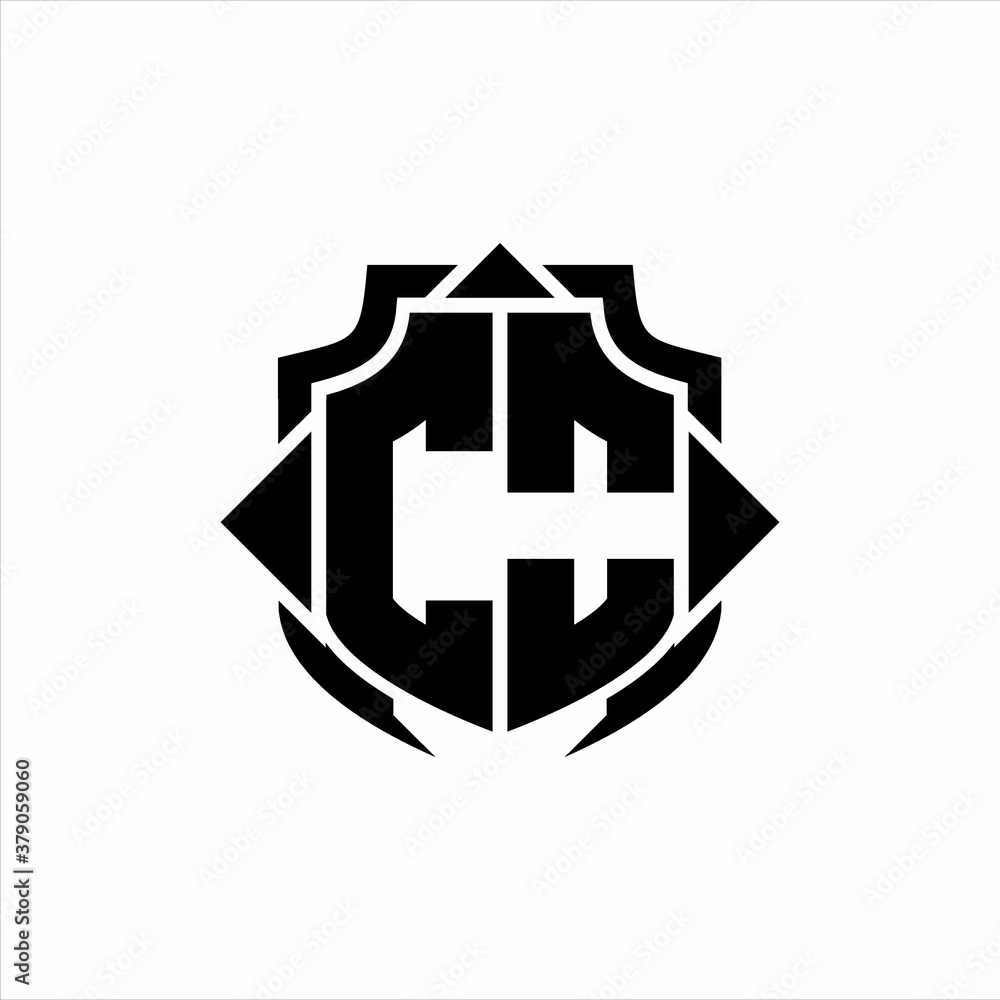 CO Logo monogram with shield line and 3 arrows shape design template on ...