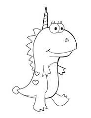 Aufkleber - Cute Monster Dinosaur Coloring Book Page Vector Illustration Art