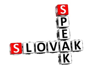 Wall Mural - Slovak Speak Learn. White and Red 3D Crossword Puzzle.