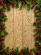 Christmas Vintage decoration border design over wooden background