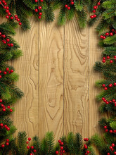 Christmas Vintage Decoration Border Design Over Wooden Background
