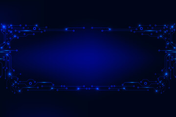 Fototapete - Circuit Board Sci fi Processing Futuristic Element Technology Background. Glow Blue Abstract PCB Trace Data Transfer Design Vector.