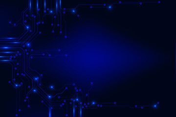 Fototapete - Circuit Board Sci fi Processing Futuristic Element Technology Background. Glow Blue Abstract PCB Trace Data Transfer Design Vector.