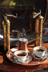 Turkish style coffee on the table