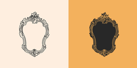 Wall Mural - hand drawn vector abstract stock flat graphic illustration with logo elements set,mirror frame in vi
