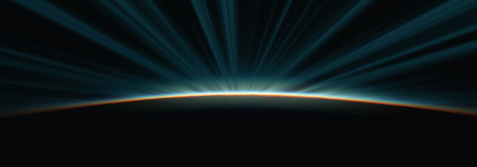 Wall Mural - sunrise from space aurora, 3d rendering