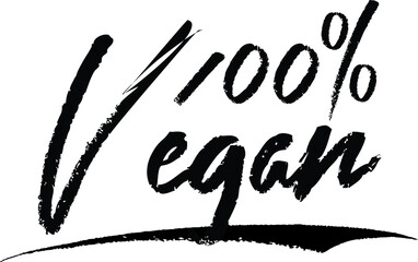 100% Vegan Brush Calligraphy Handwritten Typography Text on
White Background