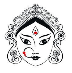 Vector illustration of Goddess Durga Face