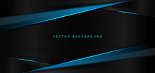 Abstract Template Blue Metallic Overlap With Blue Light Modern Technology Style On Black Background.