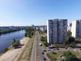 Wall Mural - Panoramic view of Kiev (drone image).