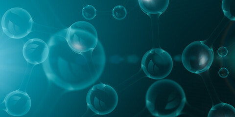 Poster - Molecular structure over blue background, illustrative image