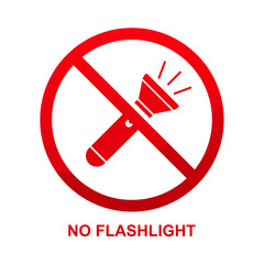 No flashlight sign isolated on white background vector illustration.