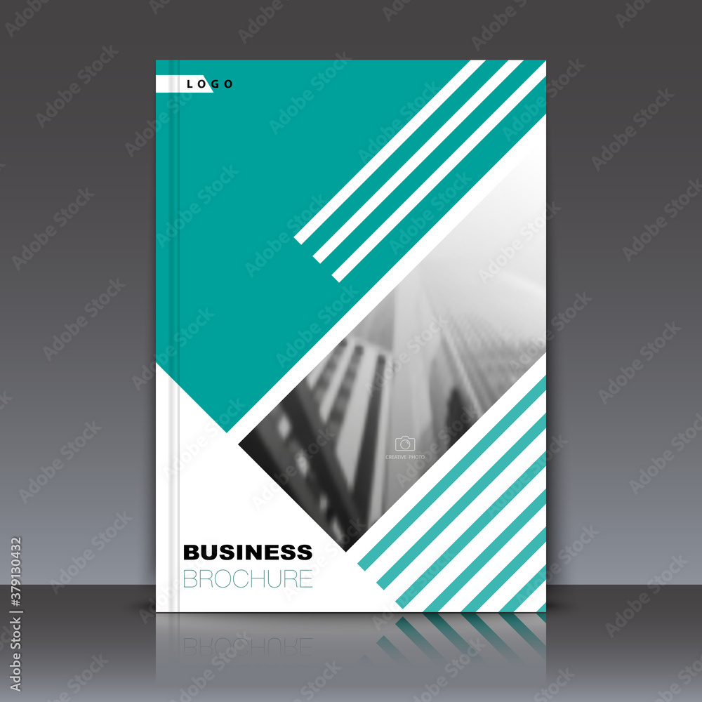 Business cover abstract geometric flat design strips, green and white ...