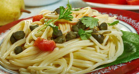 Canvas Print - Sicilian Spaghetti con pesto di capperi