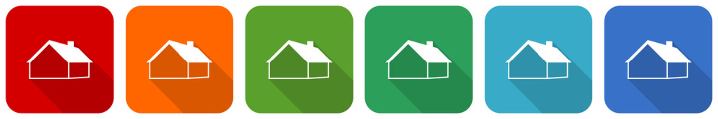 Fototapete - House and real estate concept icon set, flat design vector illustration in 6 colors options for webdesign and mobile applications