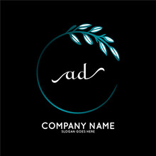 AD Beauty Vector Initial Logo, Handwriting Logo Of Initial Signature, Wedding, Fashion, Boutique, Floral And Botanical With Creative Template For Any Company Or Business.