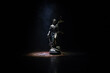 The Statue of Justice - lady justice or Iustitia / Justitia the Roman goddess of Justice on a dark fire background