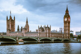 Fototapeta Big Ben - Big Ben, Houses of Parliament and Westminster bridge on Thames river. London, UK 