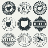 Fototapeta  - Ohio Set of Stamps. Travel Stamp. Made In Product. Design Seals Old Style Insignia.