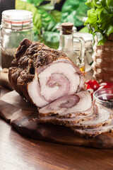 Sticker - Baked pork belly roulade. Bacon rolls