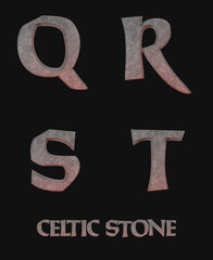 Poster - Celtic Stone Alphabet - 3d Illustration