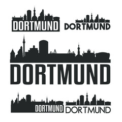 Poster - Dortmund Germany Flat Icon Skyline Vector Silhouette Design Set Logo.