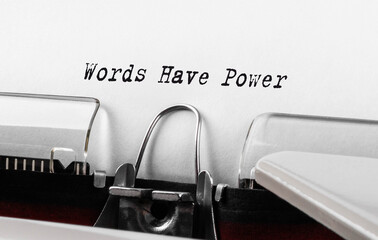 Wall Mural - Text Words Have Power typed on typewriter