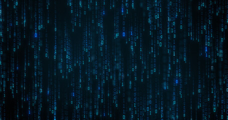 Wall Mural - binary code background. data of 0 and 1 flowing down screen. abstract visual for download or digital