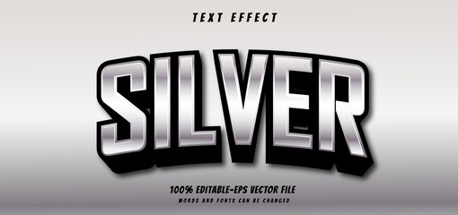 Wall Mural - silver text effect editable vector file text design vector