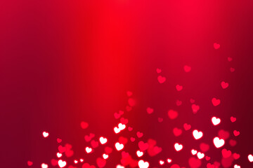 Poster - Glowing white hearts with bokeh effect