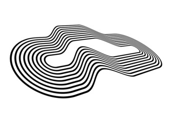 Abstract race track from black lines on a white background. Striped vector pattern