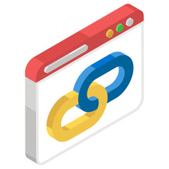 Wall Mural - connected web link building concept, isometric icon