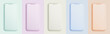 Five mobile smartphone template with blank screen - vector mockup - neumorphic design illustration - UI design - pastel colors