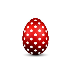 Wall Mural - easter egg 3d icon. red color egg, isolated white background. bright realistic design, decoration fo