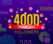Thank you 4000 followers numbers. Congratulating multicolored thanks image for net friends likes.