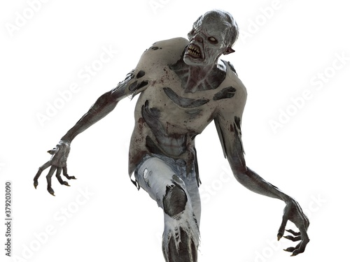 Cuadros en Lienzo Zombie monster isolated on white 3d illustration