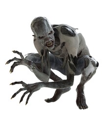 Wall Mural - Zombie monster isolated on white 3d illustration