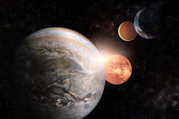 Wall Mural - planets in Solar system in the starry universe with copy space Elements of this image furnished by NASA