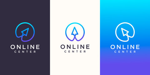 Creative Online Logo designs Template. cursor combined with circle.