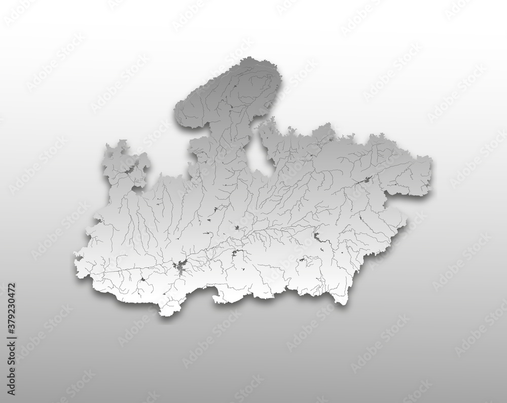 India states - map of Madhya Pradesh with paper cut effect. Rivers and ...