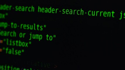 Wall Mural - the program text moves on the computer screen. macro shooting of computer display