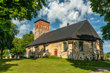 Poster - Summer view of the old Saint Nicholas church in Arboga Sweden, built in the 11th century