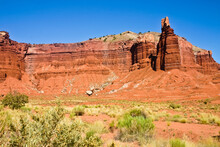 The Chimney Rock In Capitol Reef National Park Utah USA