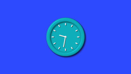 New cyan color 3d wall clock on blue background,wall clock