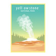 yellowstone geyser on flatt illustration for background and image