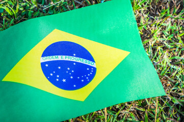 Flag of national Brazil. Top view